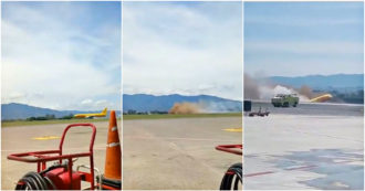Aereo cargo esce dalla pista d’atterraggio e si spezza in due: il video dell’incidente