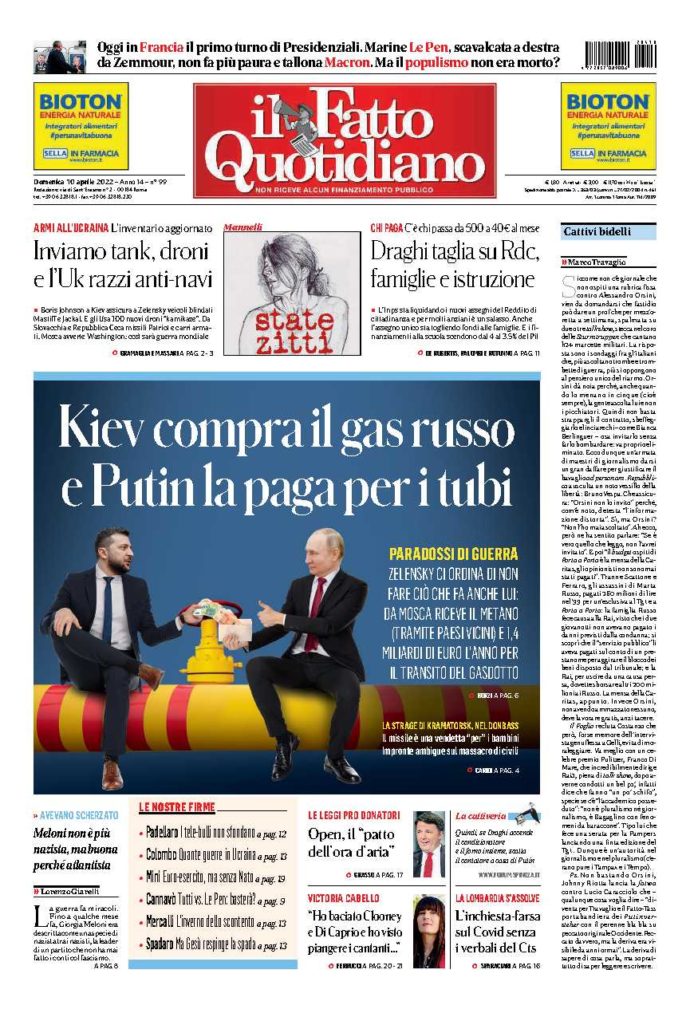 Copertina di domenica 10 Aprile 2022