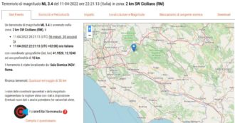 Copertina di Terremoto di magnitudo 3.4 a Ciciliano, in provincia di Roma. I vigili del fuoco: “Non risultano segnalazioni di danni”