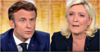 Copertina di Elezioni Francia, Macron a Le Pen: “Quando parla della Russia, parla col suo banchiere”. Lei tira fuori un Tweet “stampato” – Video