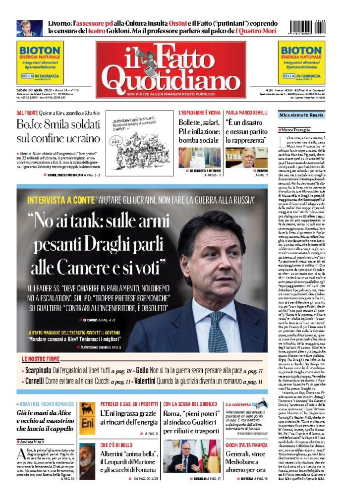 Copertina di sabato 30 Aprile 2022