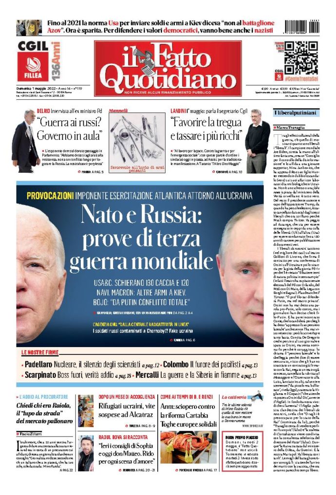 Copertina di domenica 1 Maggio 2022