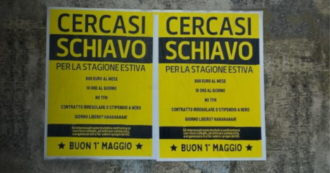 Copertina di Primo maggio, manifesti di denuncia nel centro storico di Lipari: “Cercasi schiavo per stagione estiva. Giorno libero? Ah ah ah”