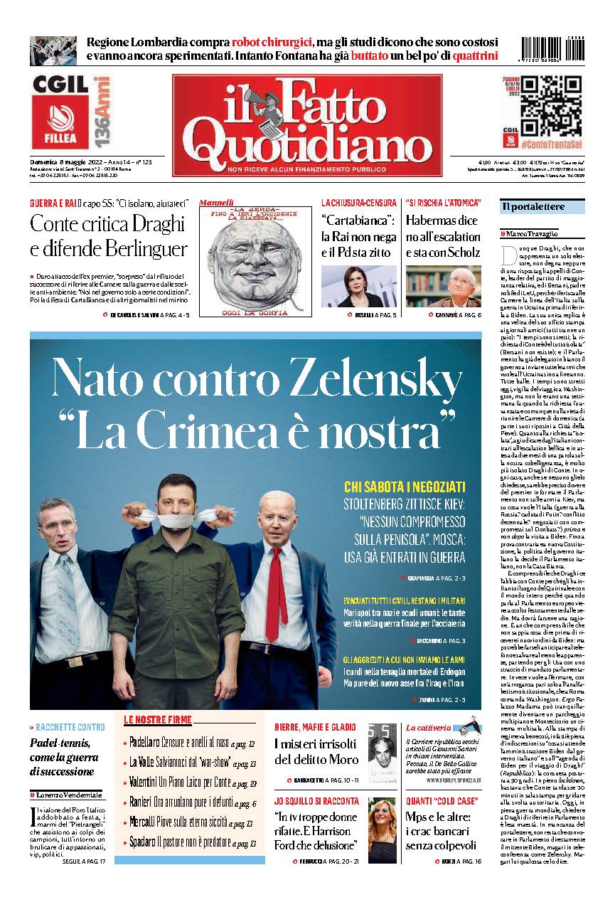 Il Fatto Quotidiano - Prima Pagina Del Giornale Di Oggi - Il Fatto ...