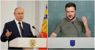 Copertina di Nel “giorno della vittoria” Putin e Zelensky si accusano a vicenda di nazismo. Il presidente di Kiev: “Il regime è tornato con slogan diversi”