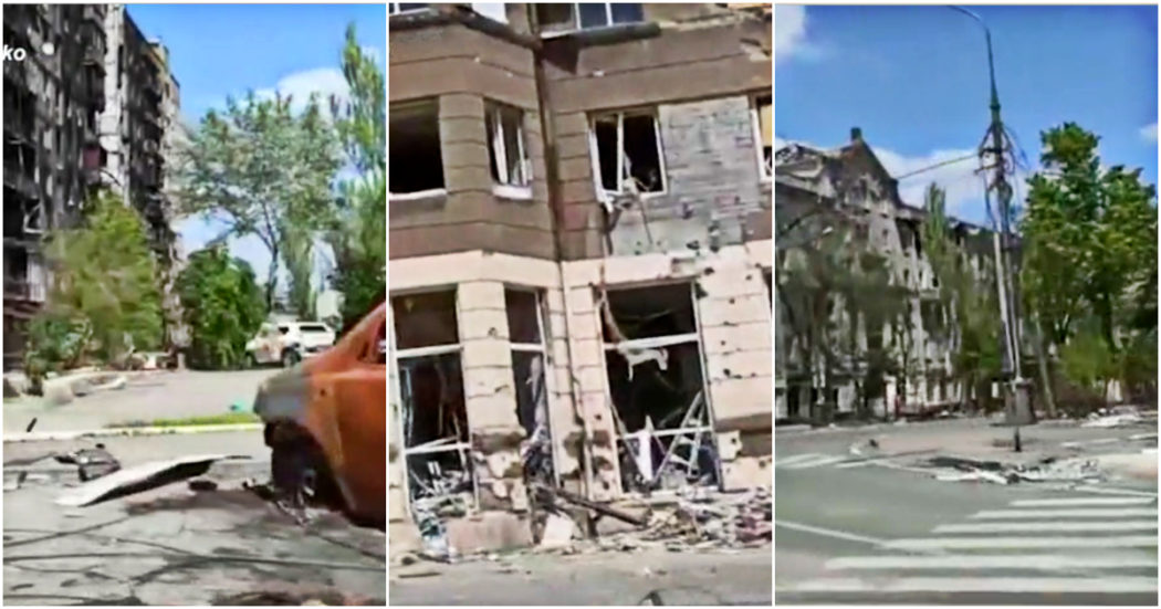 Guerra Russia-Ucraina, in auto tra le strade di Mariupol distrutta dai bombardamenti – Video