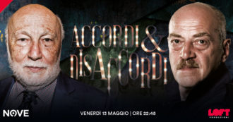 Copertina di Toni Capuozzo e Domenico De Masi ospiti di Accordi&Disaccordi il 13 maggio alle 22.45 su Nove. Con Marco Travaglio