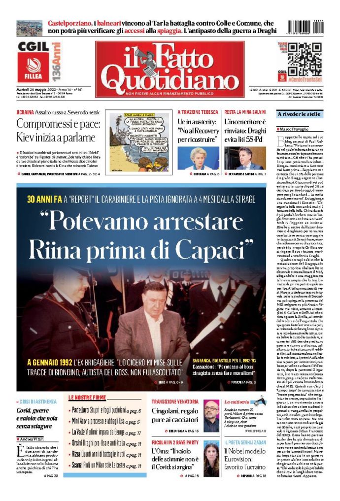 Copertina di martedì 24 Maggio 2022