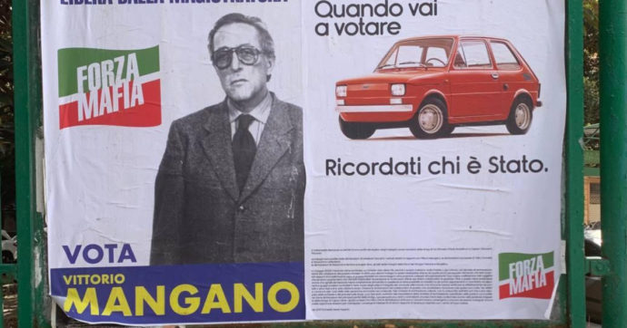 “Vota Mangano”, “Ricordati chi è Stato”: nuovi manifesti firmati “Forza mafia” a Palermo. Con la sagoma della 126 esplosa in via D’Amelio