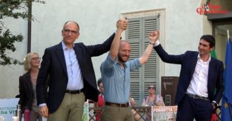 Copertina di Letta e Fratoianni a Sesto San Giovanni per il candidato di centrosinistra e M5s: “Chi vince primarie è nome di tutti. Coalizione larga o ci sarà il primo governo di destra”