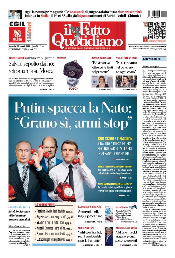 Copertina di domenica 29 Maggio 2022