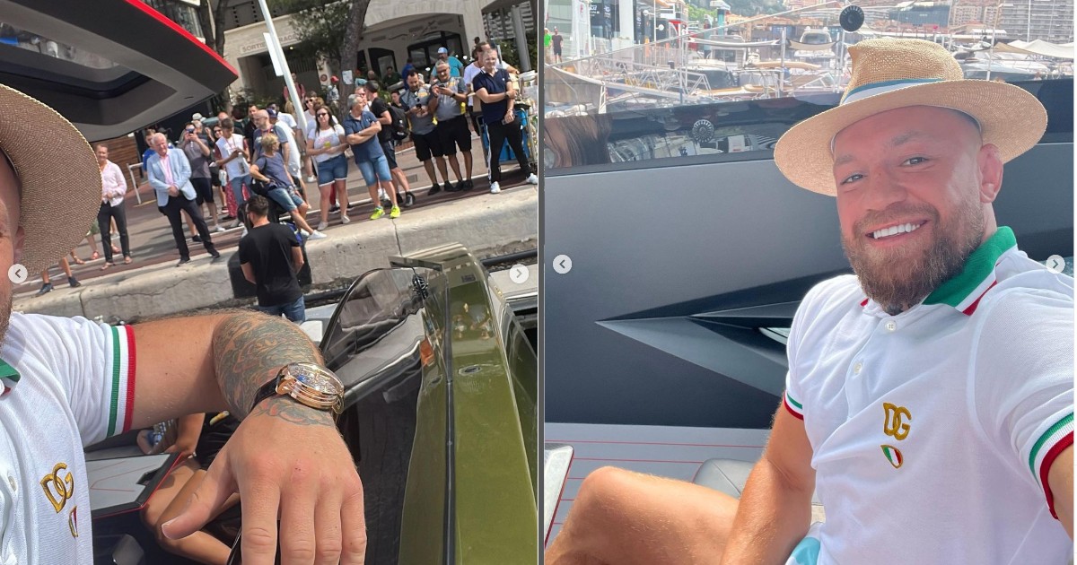 Conor McGregor al Gran Premio di Monaco con lo yacht Lamborghini e “l’orologio roulette” da 520mila euro