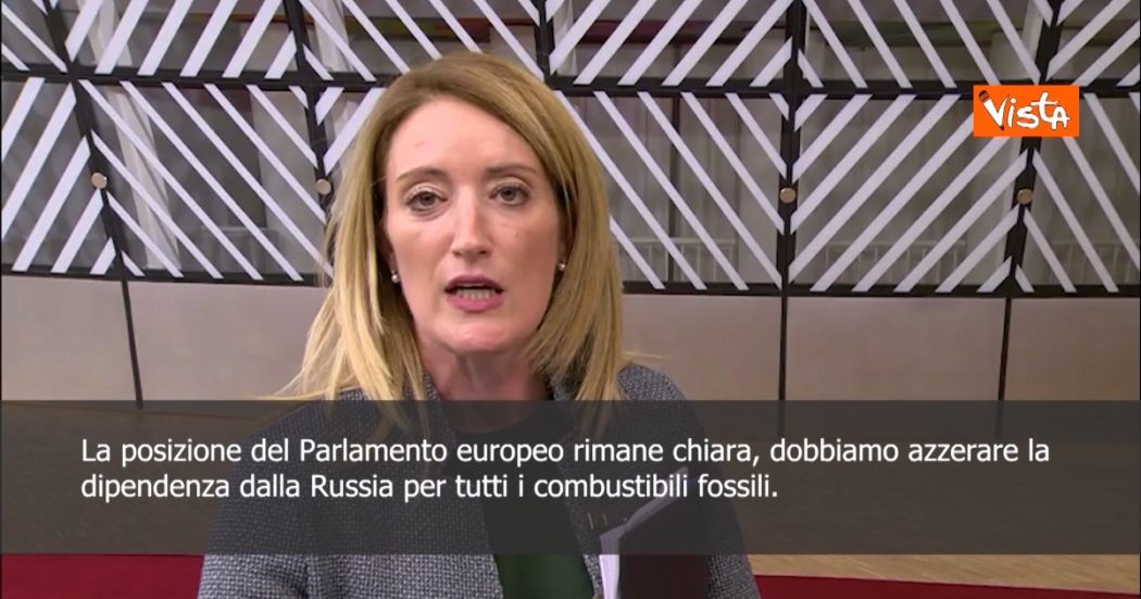 Energia, Metsola: “Posizione del Parlamento Ue è chiara, dobbiamo azzerare la dipendenza dalla Russia per i combustibili fossili”