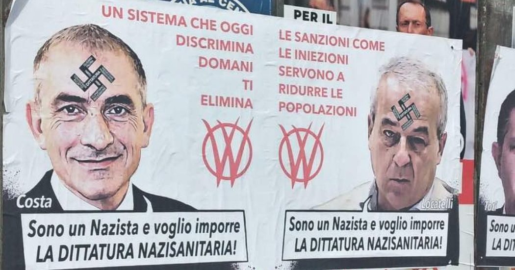 “Sono un nazista e voglio imporre la dittatura nazisanitaria”, manifesti no vax a La Spezia. Nel mirino il ministro Speranza e Locatelli