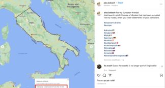 Copertina di “La zona invasa da Putin è come mezza Italia. Pensateci quando ci chiedete di rinunciare a territori”. L’esperimento del cartografo è virale