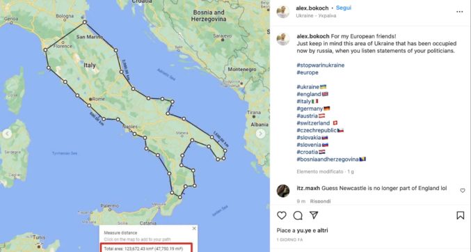 “La zona invasa da Putin è come mezza Italia. Pensateci quando ci chiedete di rinunciare a territori”. L’esperimento del cartografo è virale