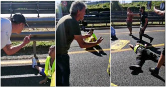 Copertina di Milano, ambientalisti bloccano la tangenziale: tensione con gli automobilisti. La polizia li porta via di peso – Video