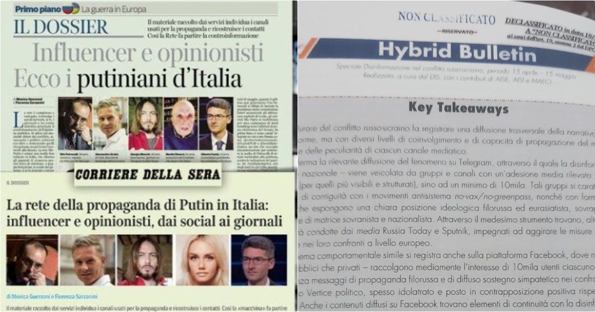 Lista di proscrizione, nel report del Dis non ci sono i nomi citati dal Corriere (tranne due). Dove sono gli altri? E le critiche a Draghi diventano “propaganda”