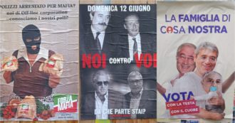 Copertina di “Noi contro voi”. Falcone e Borsellino e le facce di Cuffaro e Dell’Utri: a Palermo spuntano nuovi manifesti del collettivo Offline