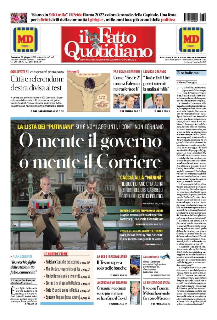 Copertina di domenica 12 Giugno 2022