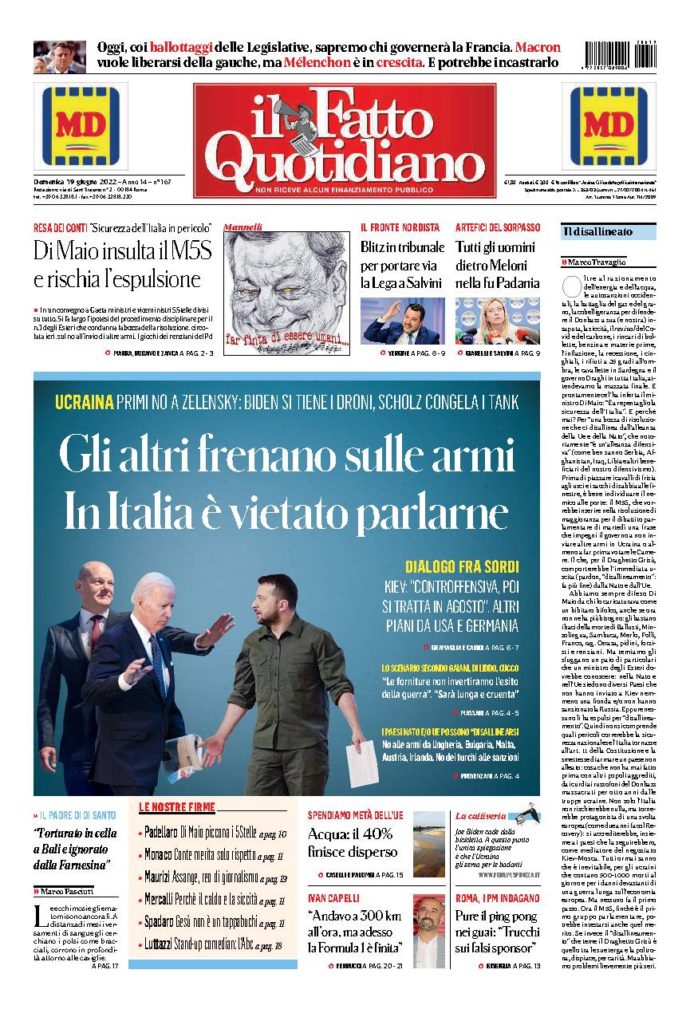 Copertina di domenica 19 Giugno 2022