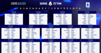 Copertina di Serie A 2022/23, il calendario completo: derby di Milano il 4 settembre, Juve-Inter il 6 novembre insieme al derby di Roma