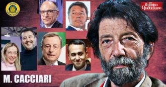 Copertina di Cacciari: “Draghi grossa delusione, non è Macron. M5s? Fuoco di paglia, come lo è stato Renzi. Non hanno storia e fondamenti culturali”