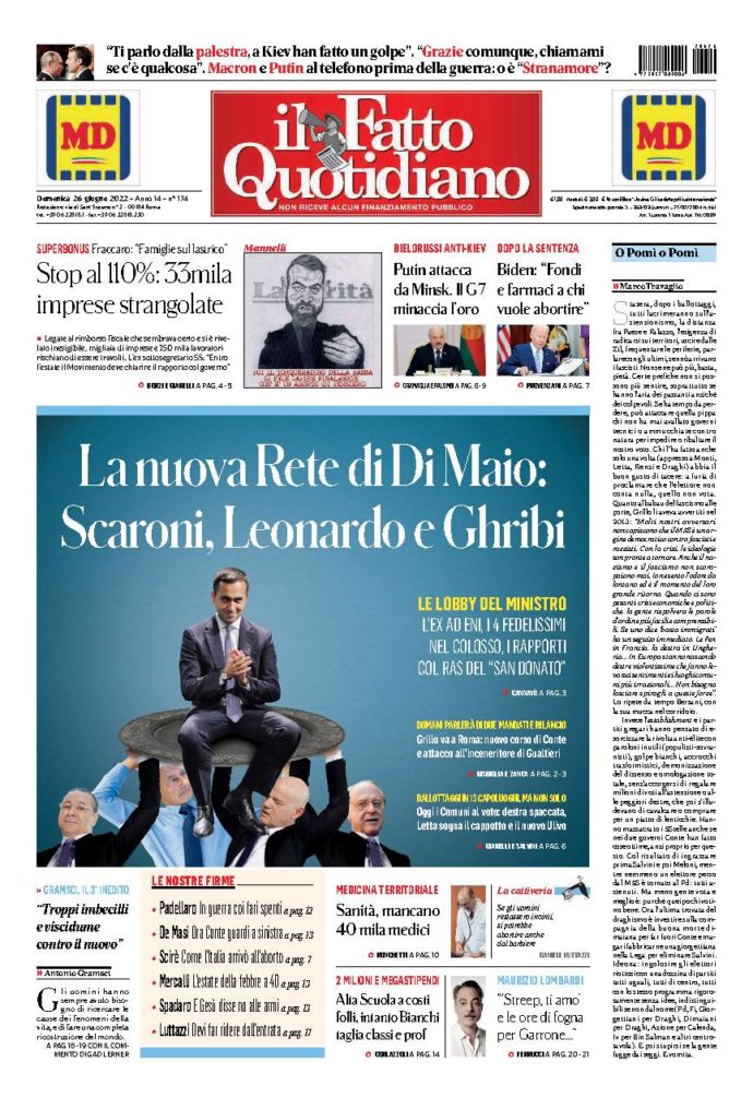 Copertina di domenica 26 Giugno 2022