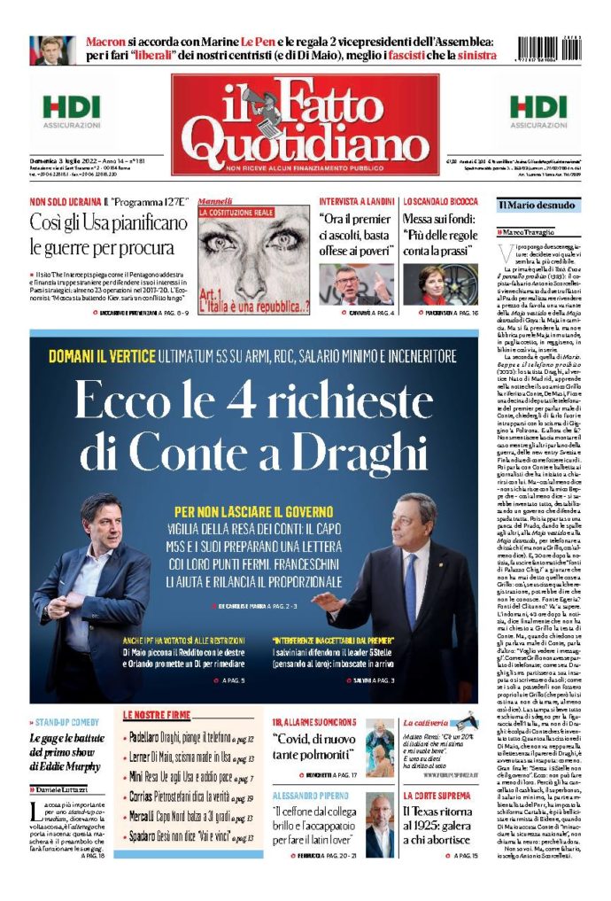 Copertina di domenica 3 Luglio 2022