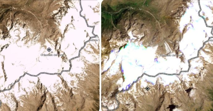 Marmolada, Greenpeace diffonde le immagini satellitari: ecco come il surriscaldamento climatico sta sciogliendo i ghiacciai italiani