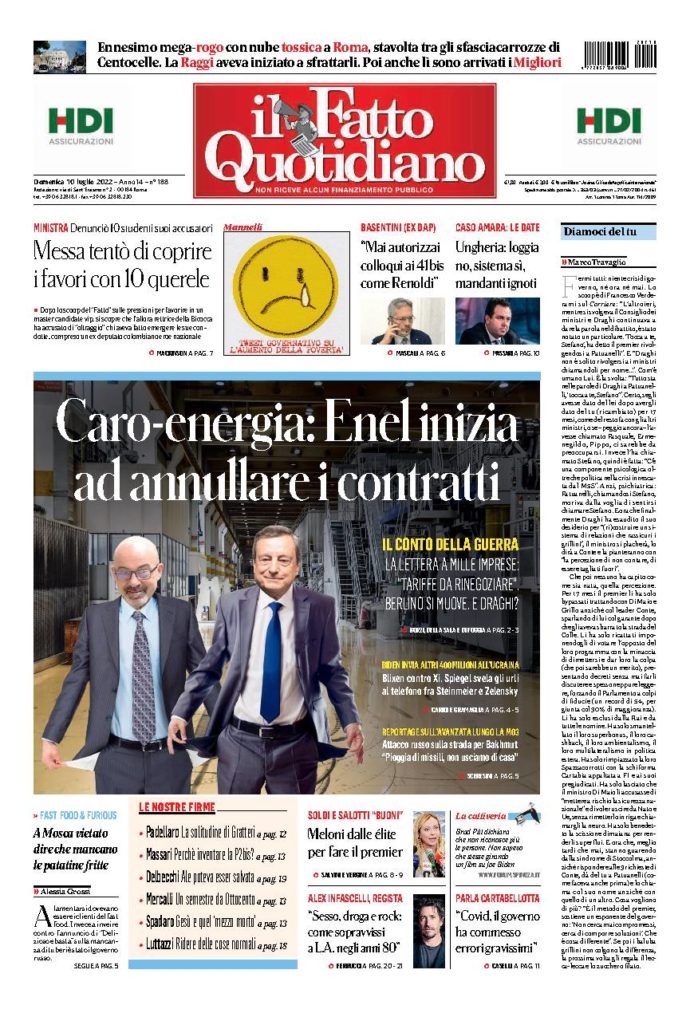 Copertina di domenica 10 Luglio 2022