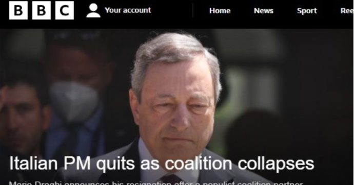 Le dimissioni di Mario Draghi finiscono sulla stampa di tutto il mondo. “Coalizione crollata”
