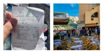 Copertina di Scontrino da “78 euro per 6 cornetti e 3 cappuccini”. I commentatori però criticano il post: “Vai a Capri? Paghi”. E c’è chi nota: ” il preconto”