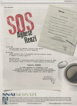 Snai lancia l’appello a lady Renzi