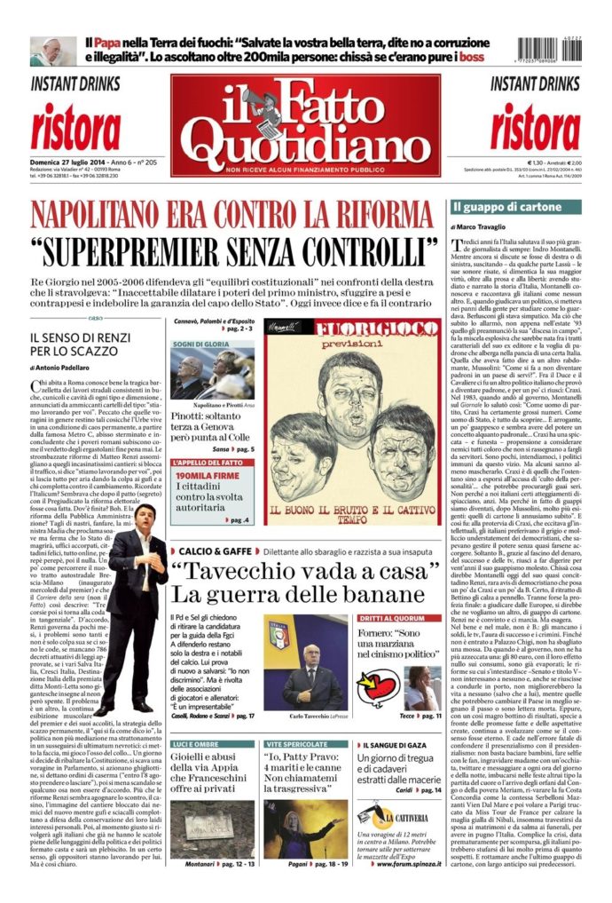 Copertina di domenica 27 luglio 2014