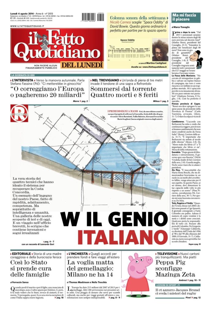 Copertina di lunedì 4 agosto 2014