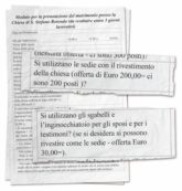 Copertina di Offerta “libera” da 150 euro, 200 euro solo per coprire le sedie