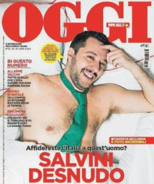 Salvini senza limiti: a petto nudo  in copertina su Oggi