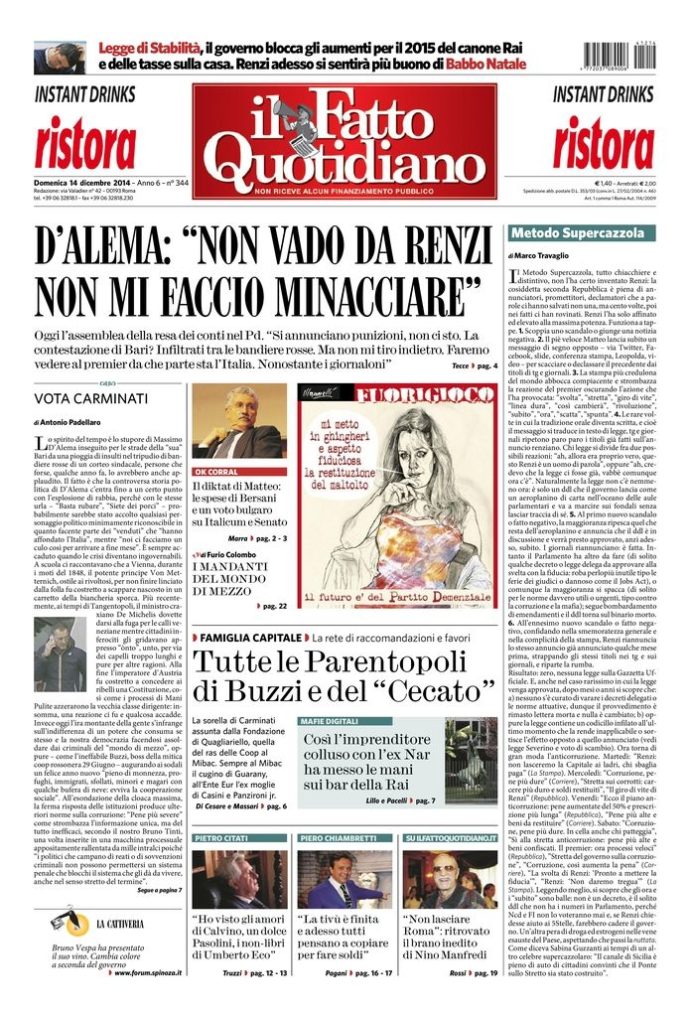 Copertina di domenica 14 dicembre 2014