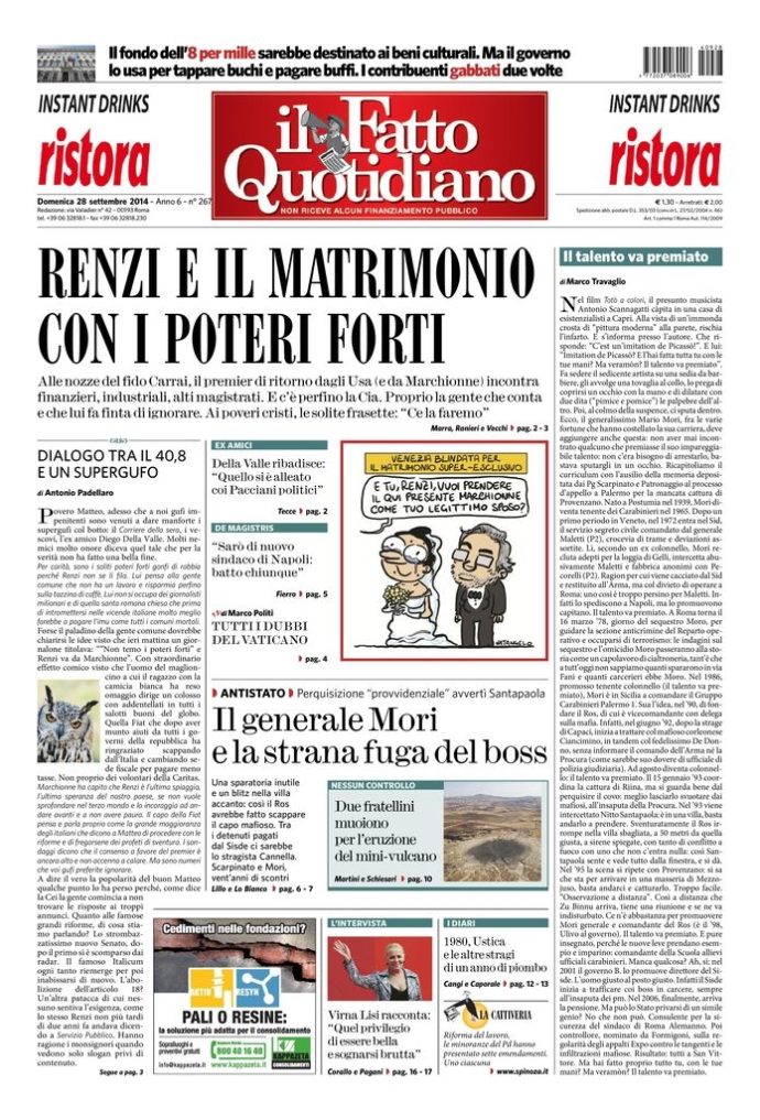 Copertina di domenica 28 settembre 2014