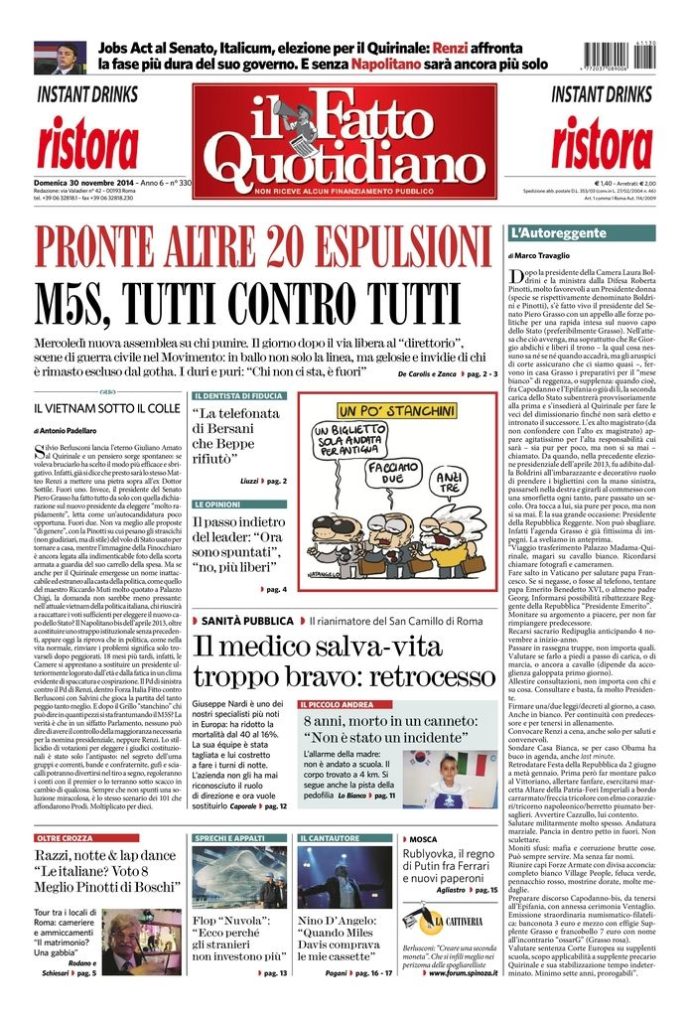 Copertina di domenica 30 novembre 2014