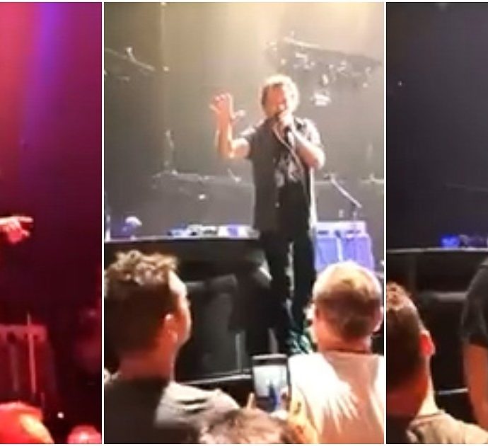 Eddie Vedder dei Pearl Jam caccia dal concerto una fan violenta: “Qui non si picchia nessuno”