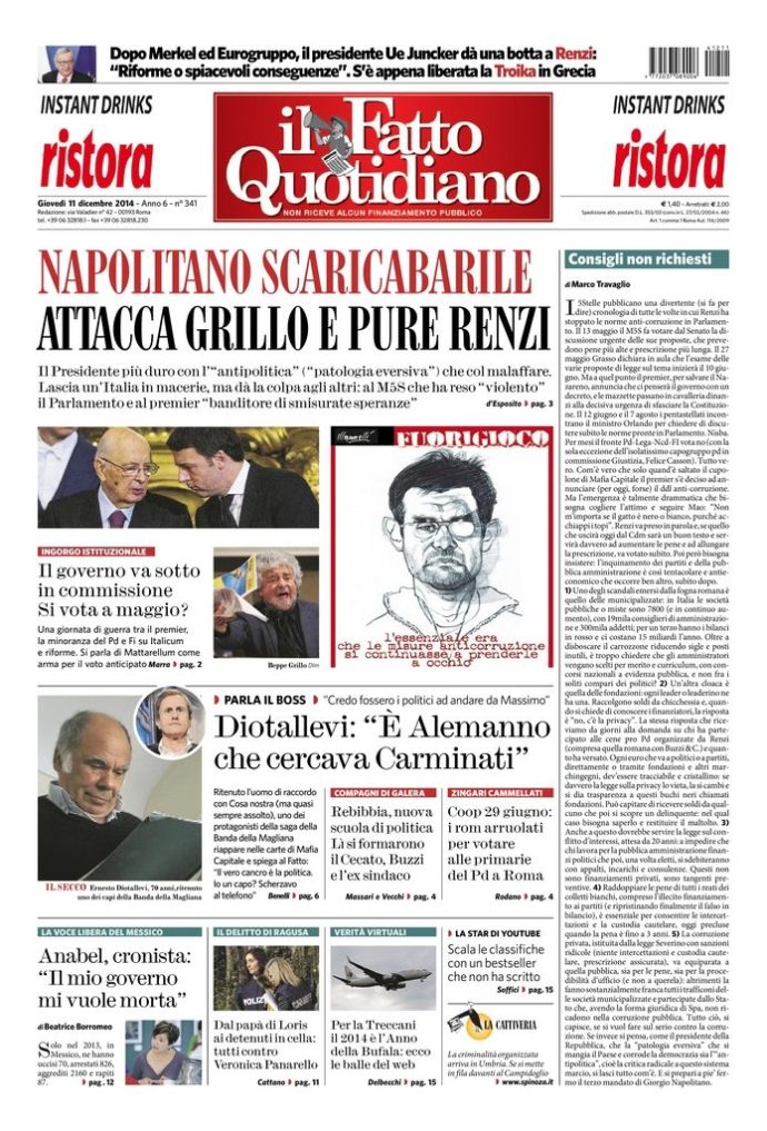 Copertina di giovedì 11 dicembre 2014