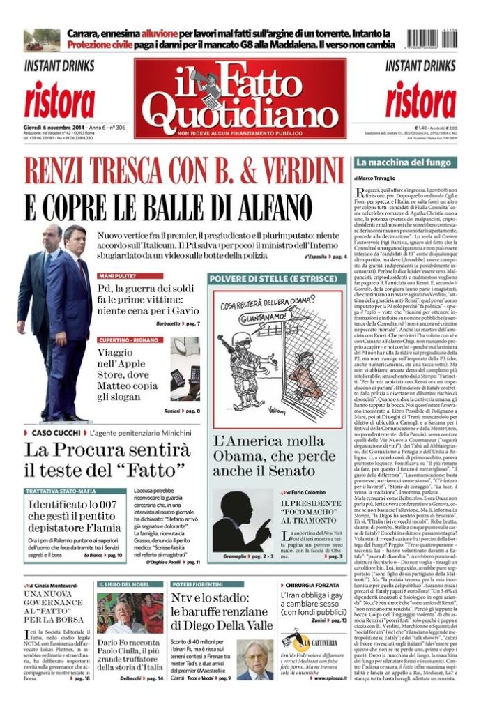 Copertina di giovedì 6 novembre 2014