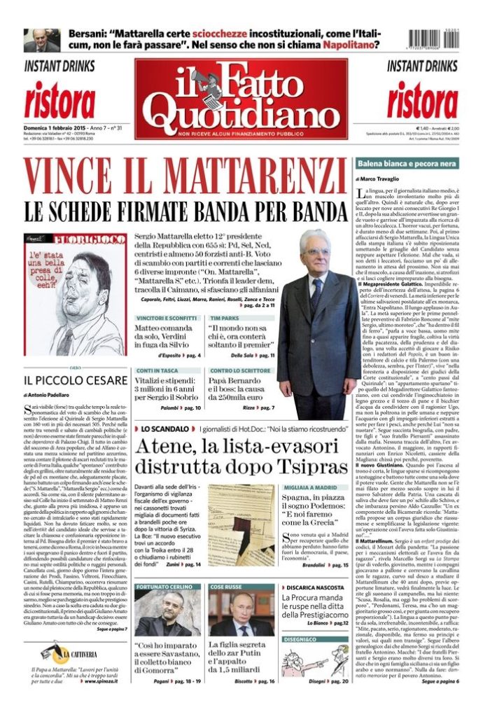 Copertina di domenica 1 febbraio 2015