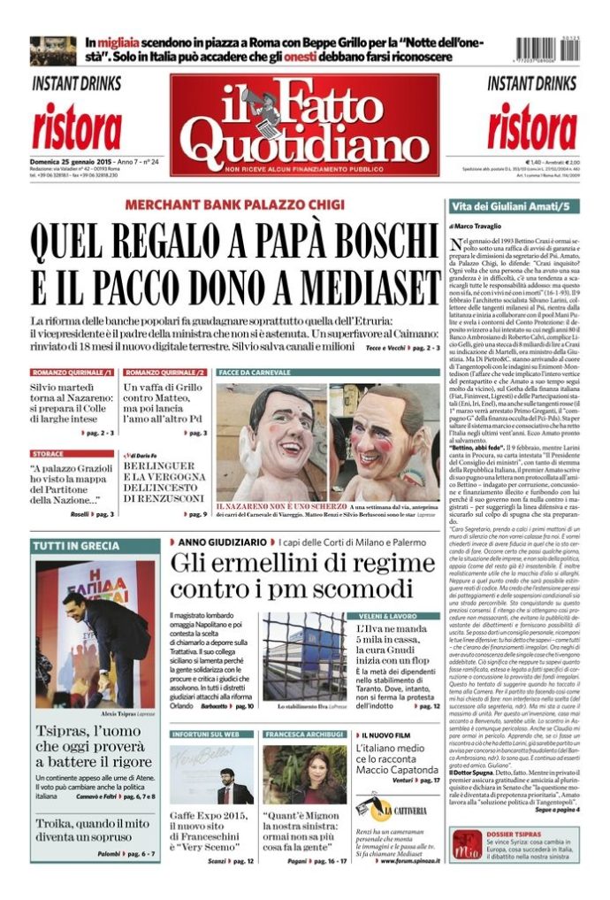 Copertina di domenica 25 gennaio 2015