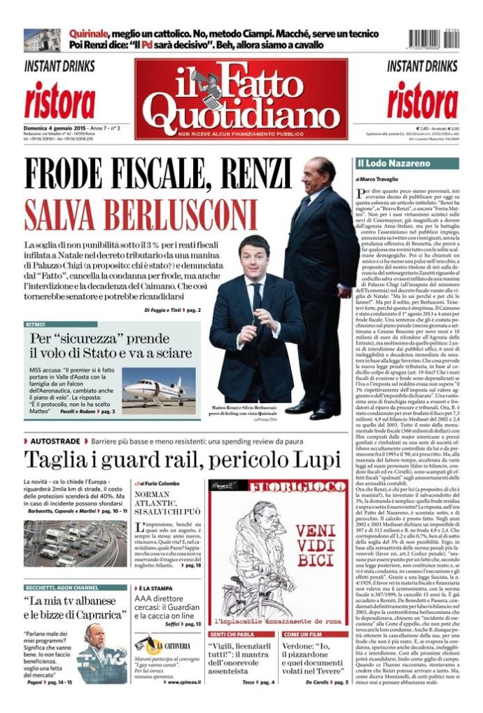 Copertina di domenica 4 gennaio 2015