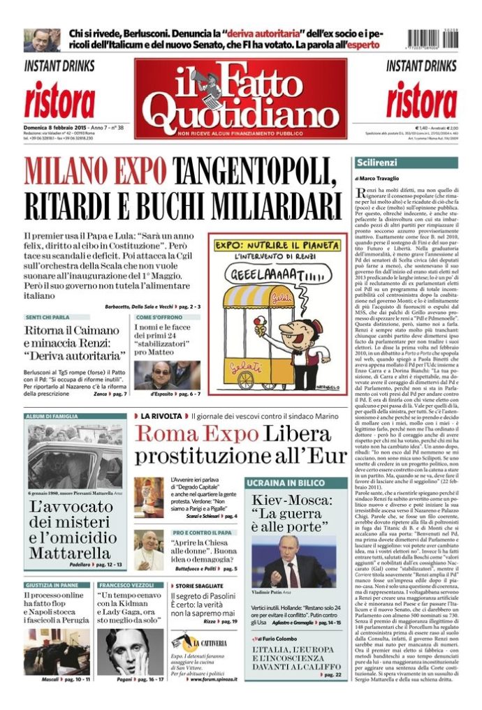 Copertina di domenica 8 febbraio 2015