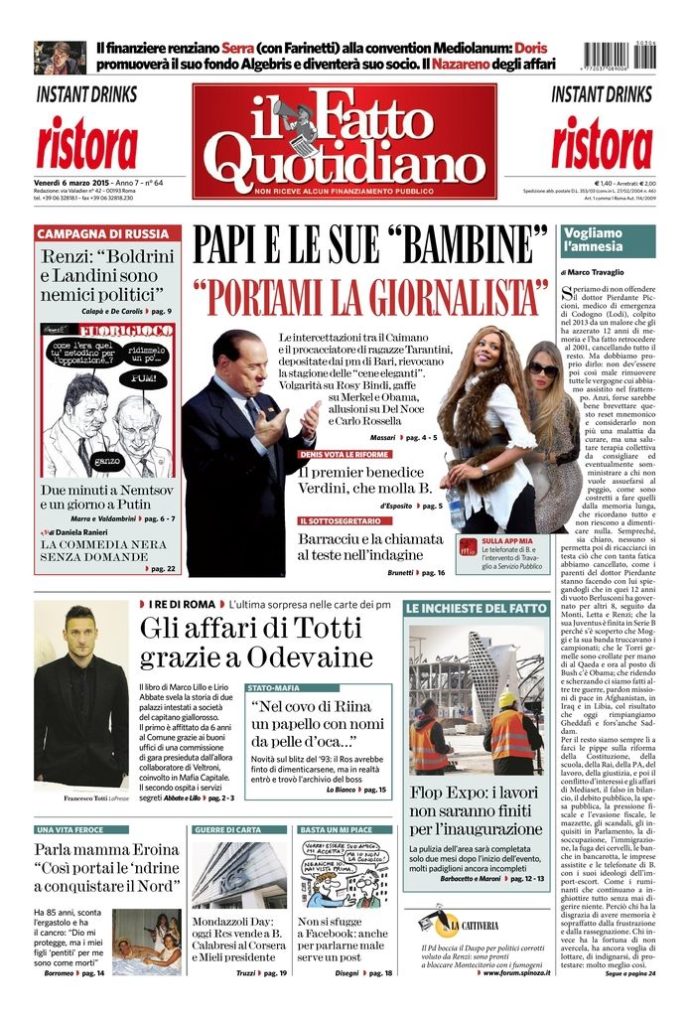 Copertina di venerdì 6 marzo 2015