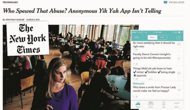 Copertina di Yik Yak, la app nuova frontiera dell’insulto